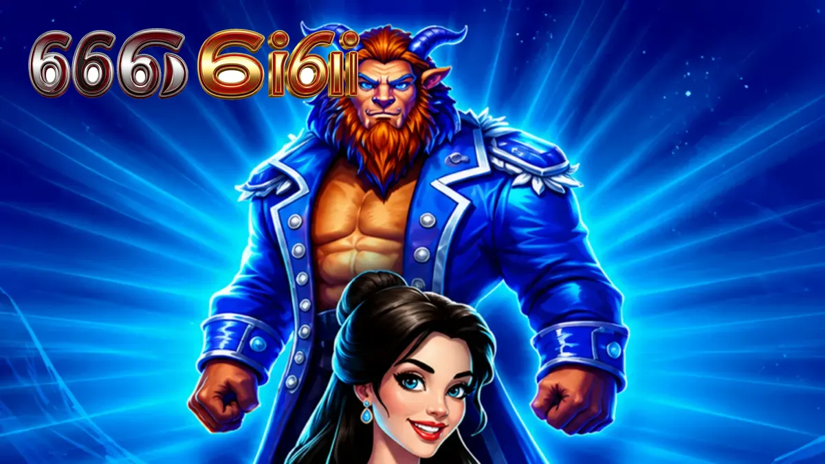 Tampilan visual slot Beastbound Love dengan tema musim dingin dan karakter beast yang ikonik.